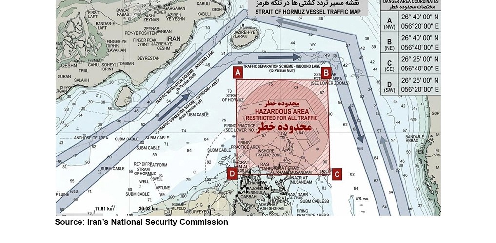 Iran unveils its own Hormuz traffic separation scheme