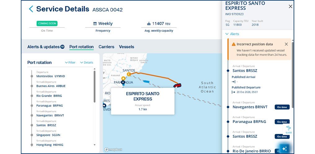 Fire breaks out aboard Espirito Santo Express en route to Santos