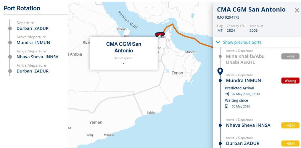 Missile strike hits CMA CGM San Antonio in the Strait of Hormuz