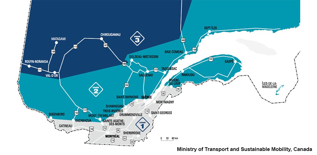 Québec, Canada, sets 2026 spring thaw load limits and dates across three zones