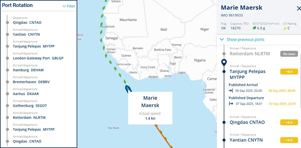 Fire breaks out aboard Maersk container ship en route from Rotterdam to Malaysia