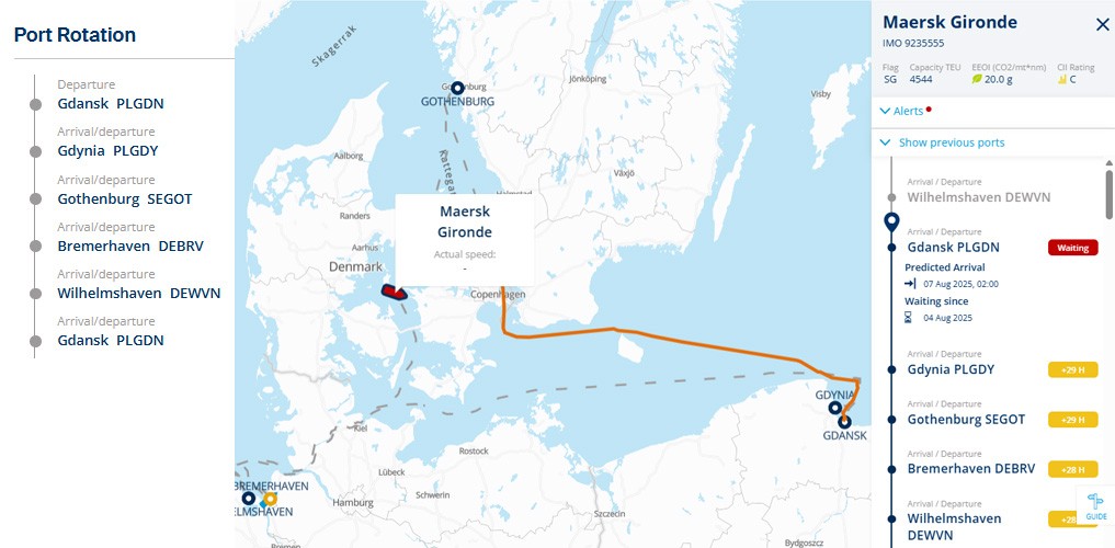Container vessel Maersk Gironde collides with car carrier near Denmark