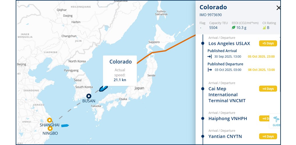 Fire reported on board container ship Colorado in the Pacific