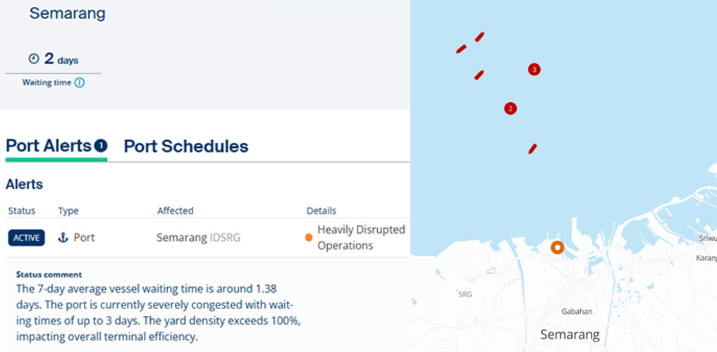 Semarang Port, Indonesia, faces congestion and disrupted operations due to high volumes