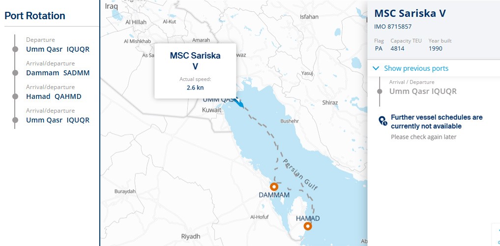 Explosion damages MSC containership near Iraq