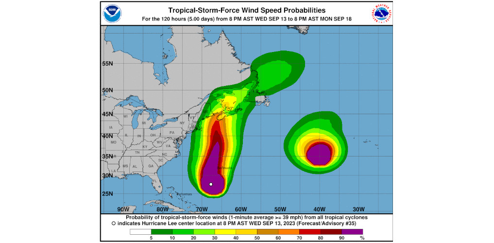 Hurricane Lee approaches Canada’s East Coast as it moves northward